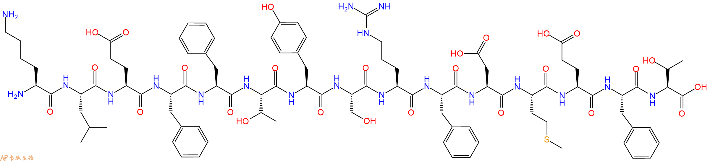 专肽生物产品H2N-Lys-Leu-Glu-Phe-Phe-Thr-Tyr-Ser-Arg-Phe-Asp-Met-Glu-Phe-Thr-OH