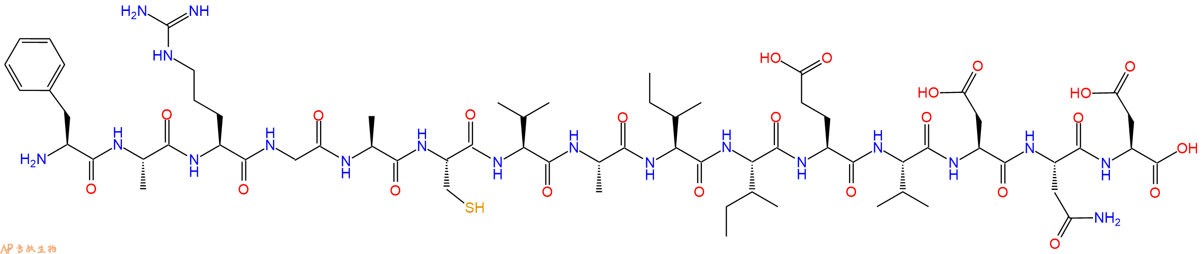 专肽生物产品H2N-Phe-Ala-Arg-Gly-Ala-Cys-Val-Ala-Ile-Ile-Glu-Val-Asp-Asn-Asp-OH