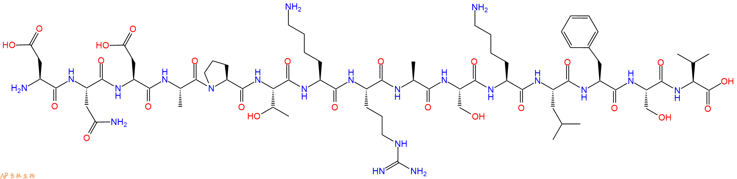 专肽生物产品H2N-Asp-Asn-Asp-Ala-Pro-Thr-Lys-Arg-Ala-Ser-Lys-Leu-Phe-Ser-Val-OH