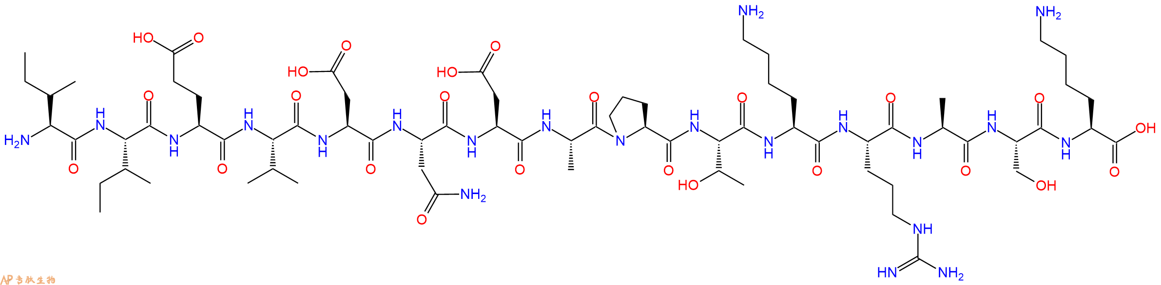 专肽生物产品H2N-Ile-Ile-Glu-Val-Asp-Asn-Asp-Ala-Pro-Thr-Lys-Arg-Ala-Ser-Lys-OH
