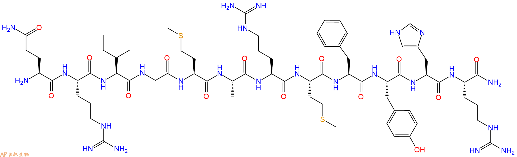 专肽生物产品H2N-Gln-Arg-Ile-Gly-Met-Ala-Arg-Met-Phe-Tyr-His-Arg-CONH2