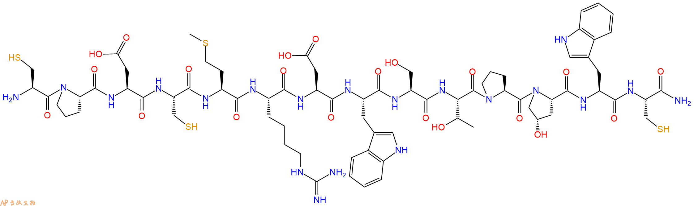 专肽生物产品H2N-Cys-Pro-Asp-Cys-Met-HomoArg-Asp-Trp-Ser-Thr-Pro-Hyp-Trp-Cys-CONH2