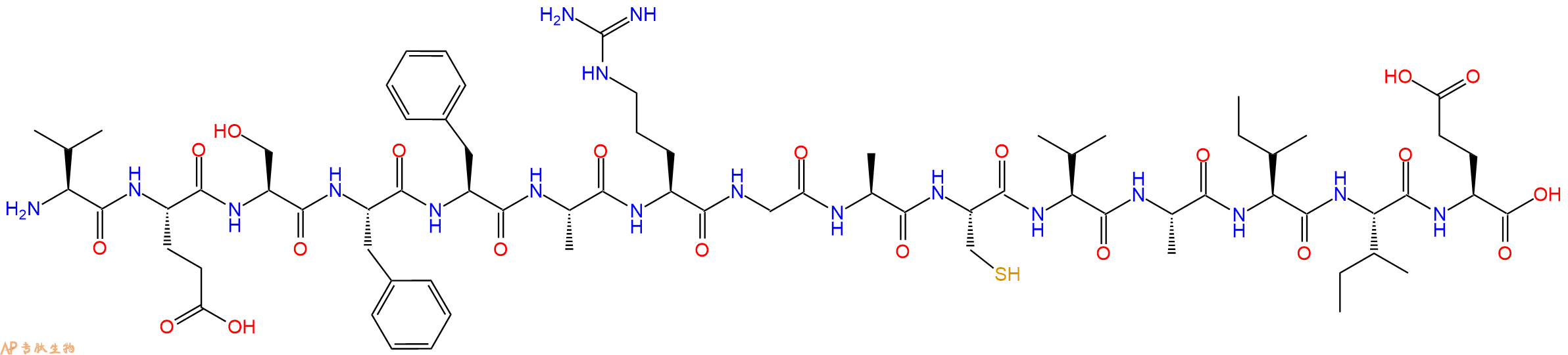 专肽生物产品H2N-Val-Glu-Ser-Phe-Phe-Ala-Arg-Gly-Ala-Cys-Val-Ala-Ile-Ile-Glu-OH