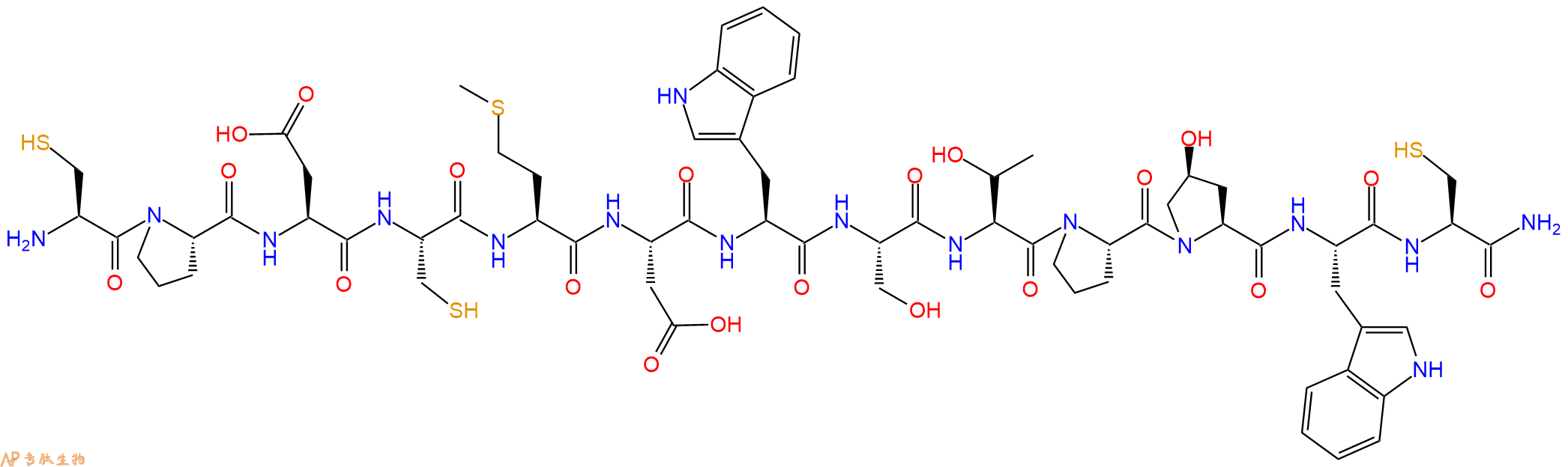 专肽生物产品H2N-Cys-Pro-Asp-Cys-Met-Asp-Trp-Ser-Thr-Pro-Hyp-Trp-Cys-CONH2