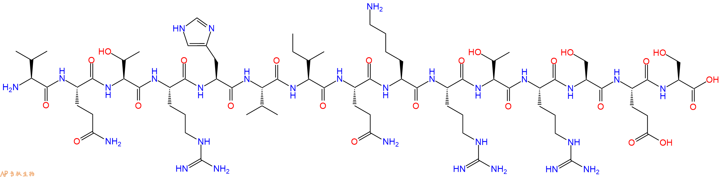 专肽生物产品H2N-Val-Gln-Thr-Arg-His-Val-Ile-Gln-Lys-Arg-Thr-Arg-Ser-Glu-Ser-OH