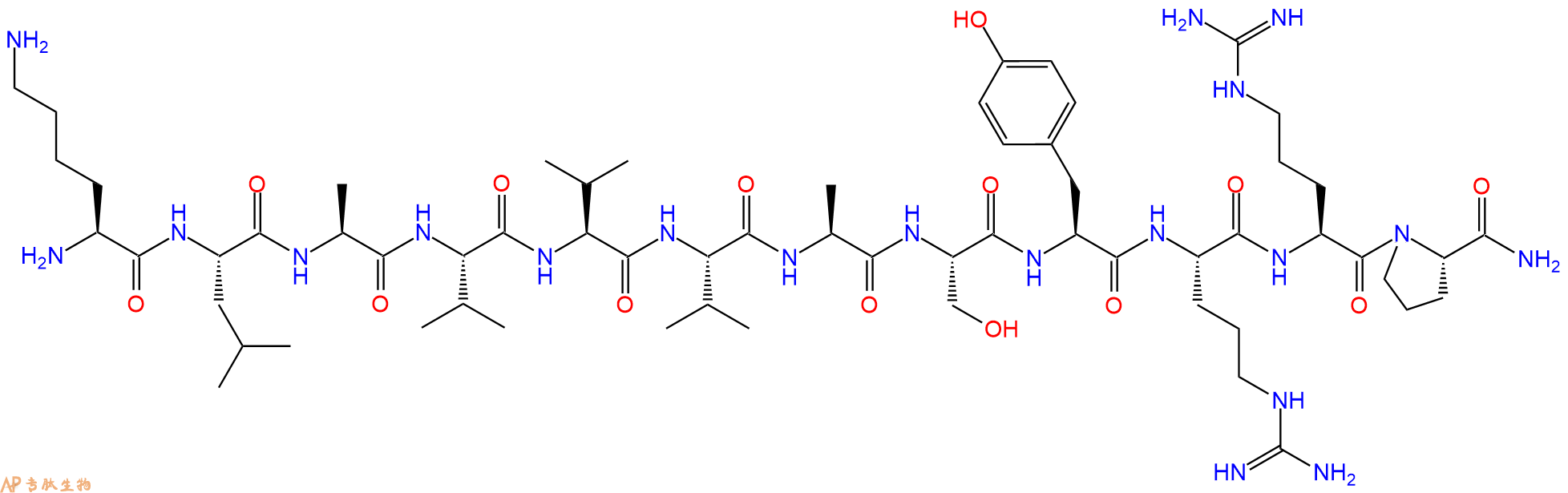 专肽生物产品H2N-Lys-Leu-Ala-Val-Val-Val-Ala-Ser-Tyr-Arg-Arg-Pro-CONH2