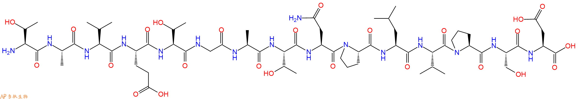 专肽生物产品H2N-Thr-Ala-Val-Glu-Thr-Gly-Ala-Thr-Asn-Pro-Leu-Val-Pro-Ser-Asp-OH