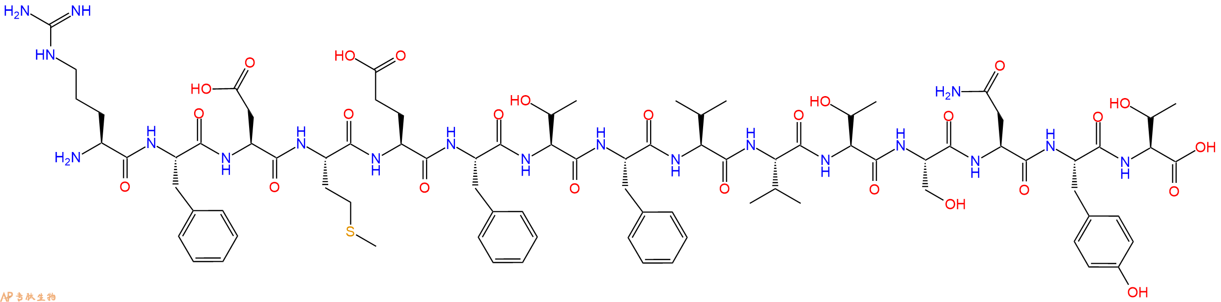专肽生物产品H2N-Arg-Phe-Asp-Met-Glu-Phe-Thr-Phe-Val-Val-Thr-Ser-Asn-Tyr-Thr-OH