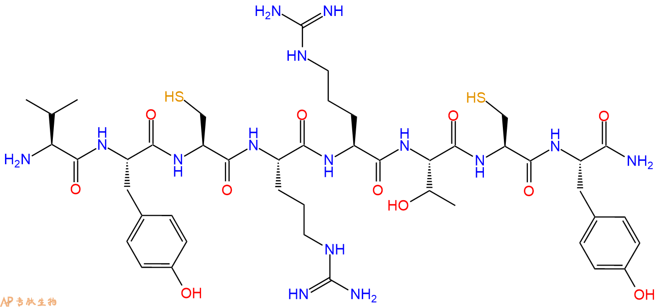 专肽生物产品H2N-Val-Tyr-Cys-Arg-Arg-Thr-Cys-Tyr-CONH2