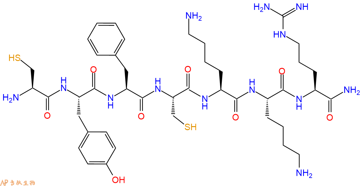 专肽生物产品H2N-Cys-Tyr-Phe-Cys-Lys-Lys-Arg-CONH2