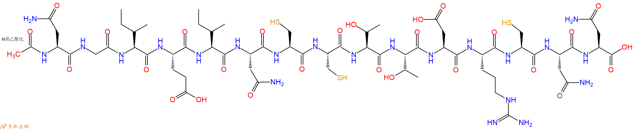 专肽生物产品Ac-Asn-Gly-Ile-Glu-Ile-Asn-Cys-Cys-Thr-Thr-Asp-Arg-Cys-Asn-Asn-OH