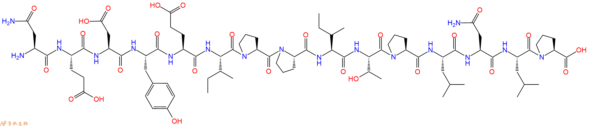 专肽生物产品H2N-Asn-Glu-Asp-Tyr-Glu-Ile-Pro-Pro-Ile-Thr-Pro-Leu-Asn-Leu-Pro-OH