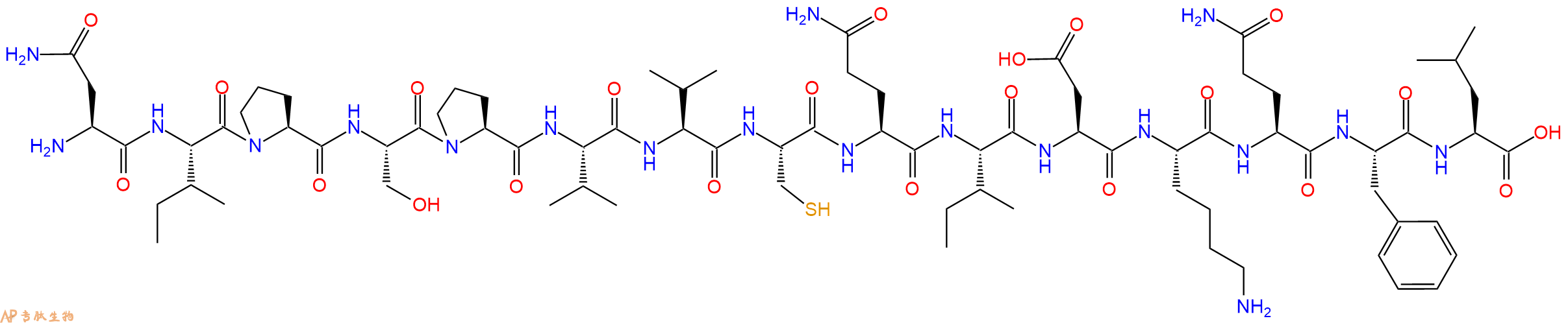 专肽生物产品H2N-Asn-Ile-Pro-Ser-Pro-Val-Val-Cys-Gln-Ile-Asp-Lys-Gln-Phe-Leu-OH