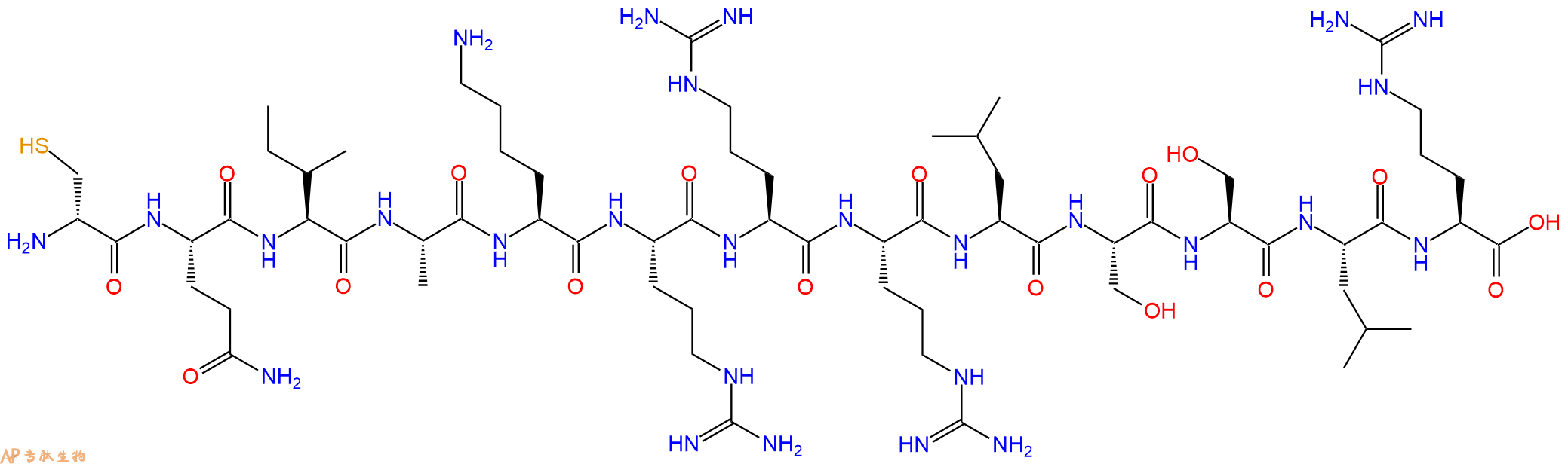 专肽生物产品H2N-DCys-Gln-Ile-Ala-Lys-Arg-Arg-Arg-Leu-Ser-Ser-Leu-Arg-OH