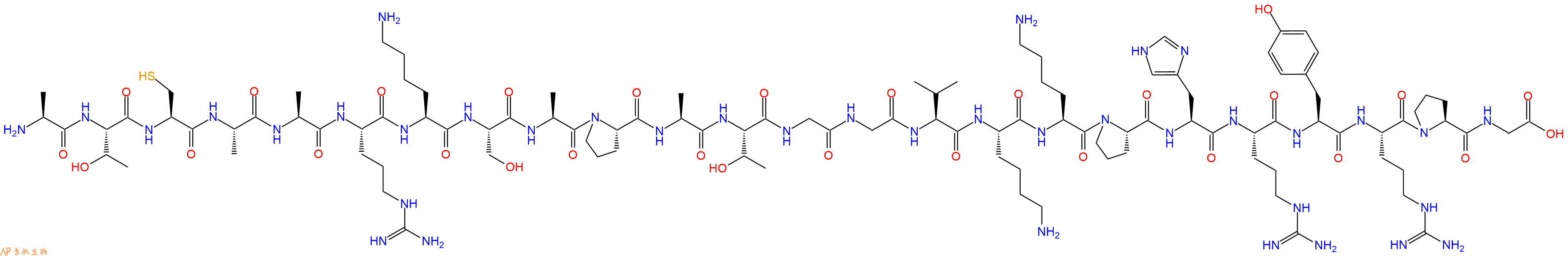 专肽生物产品H2N-Ala-Thr-Cys-Ala-Ala-Arg-Lys-Ser-Ala-Pro-Ala-Thr-Gly-Gly-Val-Lys-Lys-Pro-His-Arg-Tyr-Arg-Pro-Gly-OH