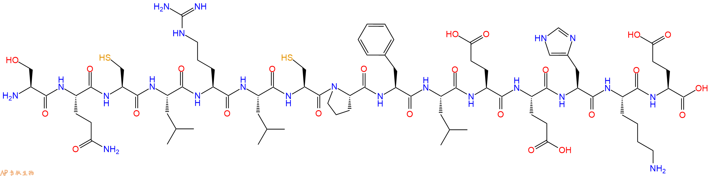专肽生物产品H2N-Ser-Gln-Cys-Leu-Arg-Leu-Cys-Pro-Phe-Leu-Glu-Glu-His-Lys-Glu-OH