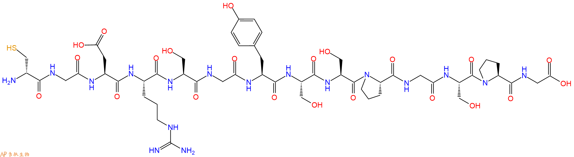 专肽生物产品H2N-DCys-Gly-Asp-Arg-Ser-Gly-Tyr-Ser-Ser-Pro-Gly-Ser-Pro-Gly-OH