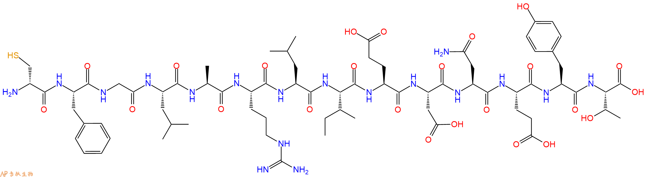 专肽生物产品H2N-DCys-Phe-Gly-Leu-Ala-Arg-Leu-Ile-Glu-Asp-Asn-Glu-Tyr-Thr-OH