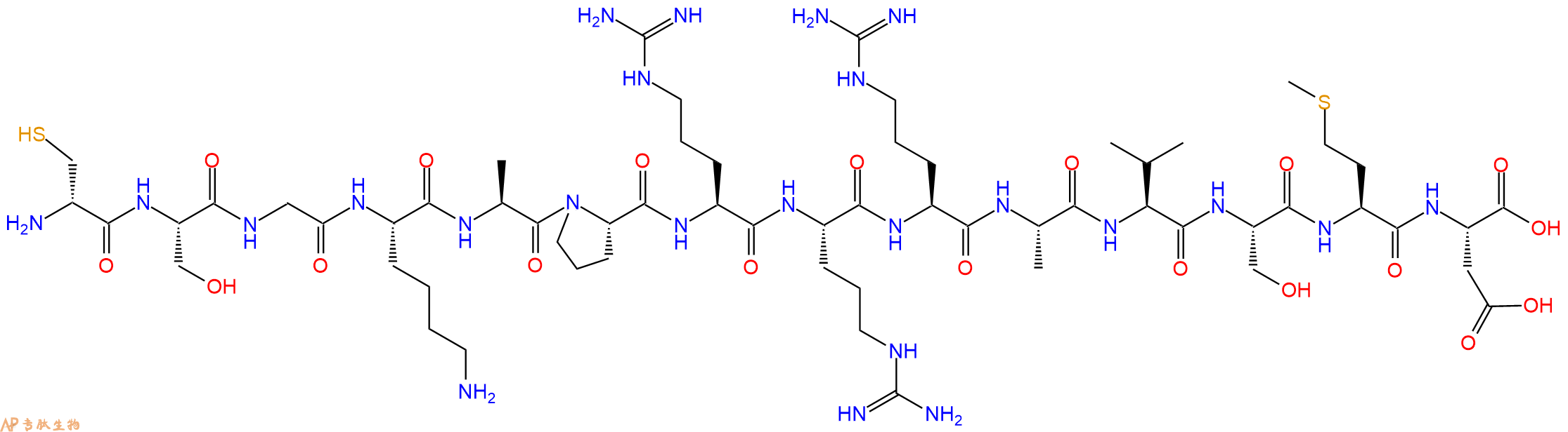 专肽生物产品H2N-DCys-Ser-Gly-Lys-Ala-Pro-Arg-Arg-Arg-Ala-Val-Ser-Met-Asp-OH