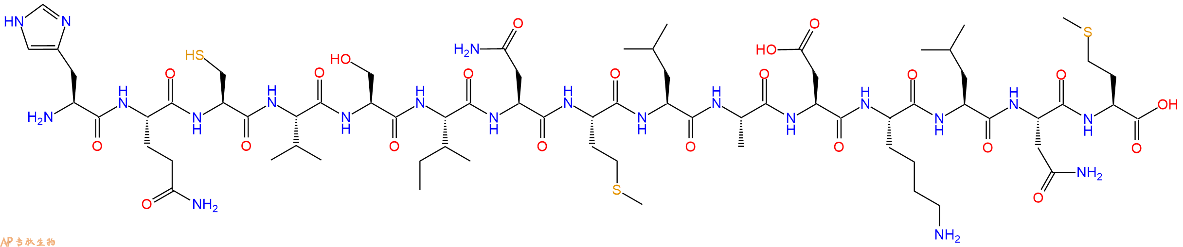 专肽生物产品H2N-His-Gln-Cys-Val-Ser-Ile-Asn-Met-Leu-Ala-Asp-Lys-Leu-Asn-Met-OH