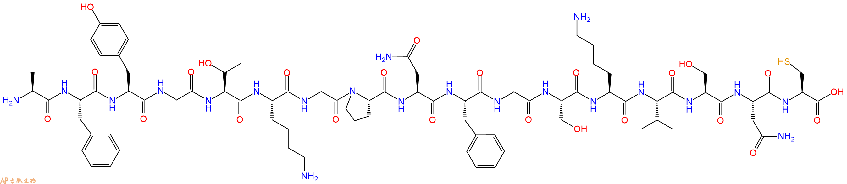 专肽生物产品H2N-Ala-Phe-Tyr-Gly-Thr-Lys-Gly-Pro-Asn-Phe-Gly-Ser-Lys-Val-Ser-Asn-Cys-OH