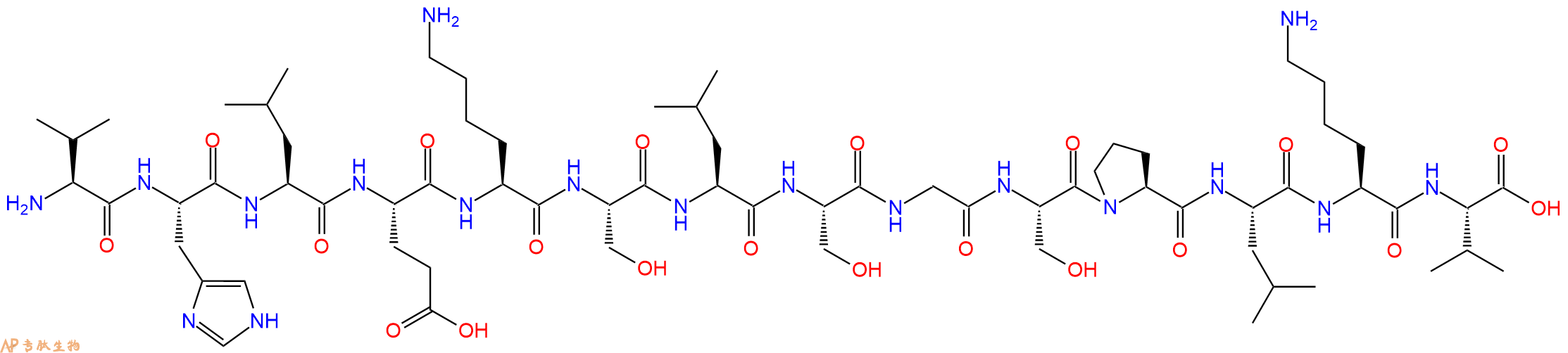 专肽生物产品H2N-Val-His-Leu-Glu-Lys-Ser-Leu-Ser-Gly-Ser-Pro-Leu-Lys-Val-OH