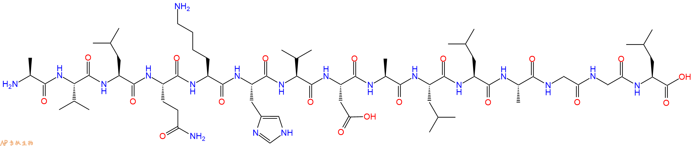 专肽生物产品H2N-Ala-Val-Leu-Gln-Lys-His-Val-Asp-Ala-Leu-Leu-Ala-Gly-Gly-Leu-OH