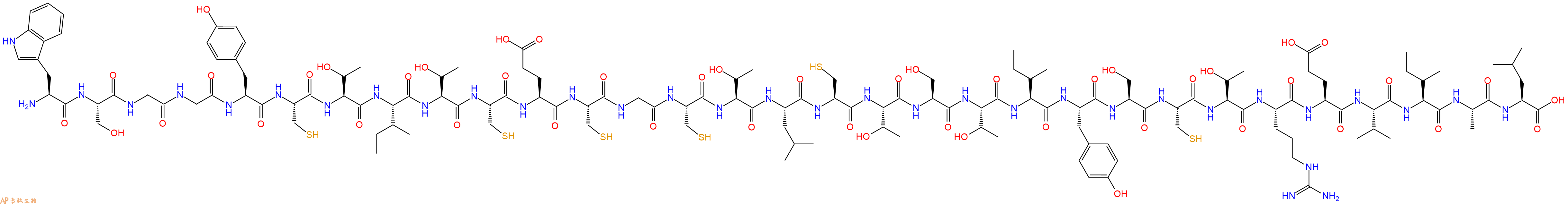 专肽生物产品H2N-Trp-Ser-Gly-Gly-Tyr-Cys-Thr-Ile-Thr-Cys-Glu-Cys-Gly-Cys-Thr-Leu-Cys-Thr-Ser-Thr-Ile-Tyr-Ser-Cys-Thr-Arg-Glu-Val-Ile-Ala-Leu-OH
