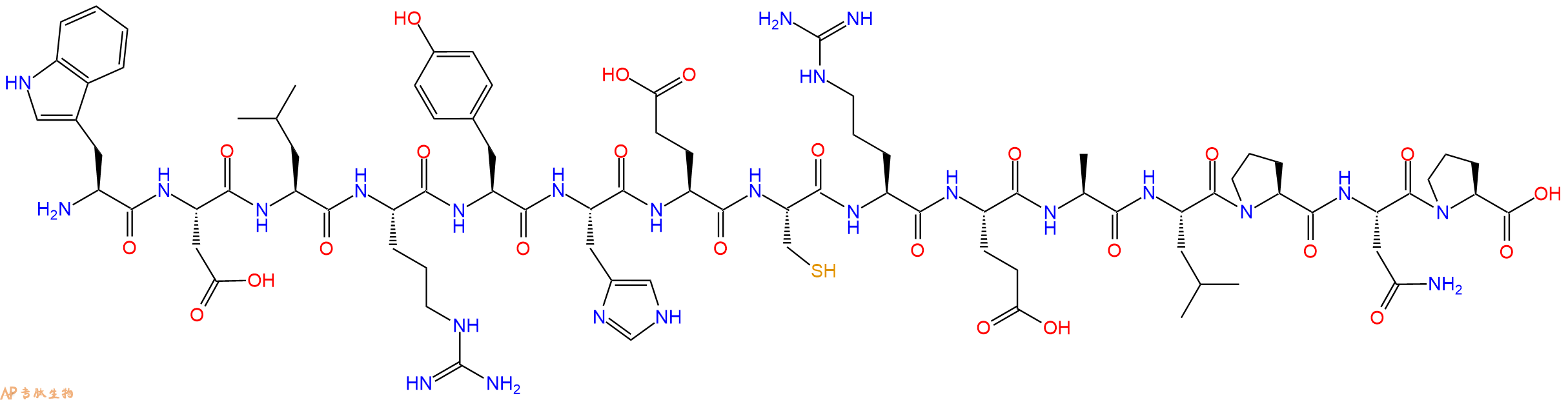 专肽生物产品H2N-Trp-Asp-Leu-Arg-Tyr-His-Glu-Cys-Arg-Glu-Ala-Leu-Pro-Asn-Pro-OH