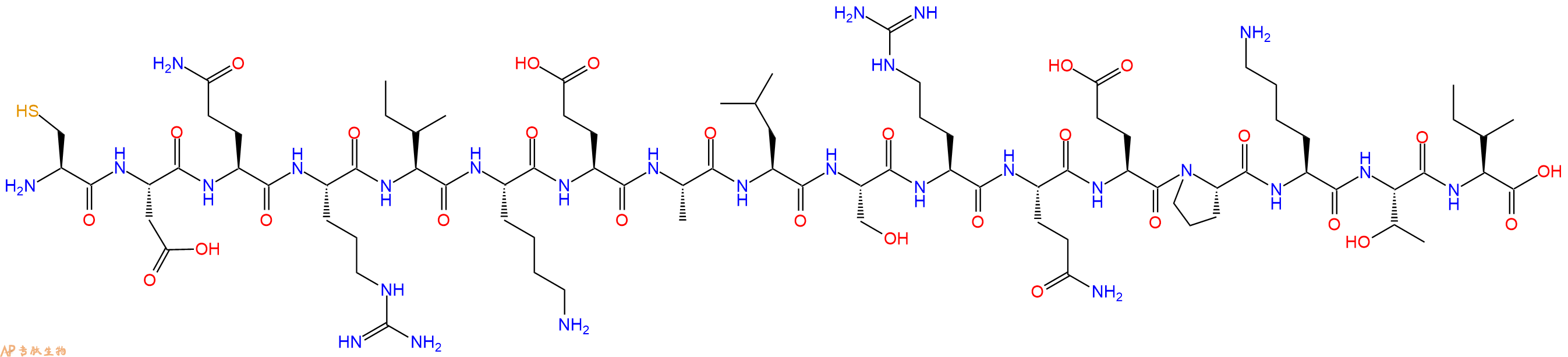 专肽生物产品H2N-Cys-Asp-Gln-Arg-Ile-Lys-Glu-Ala-Leu-Ser-Arg-Gln-Glu-Pro-Lys-Thr-Ile-OH