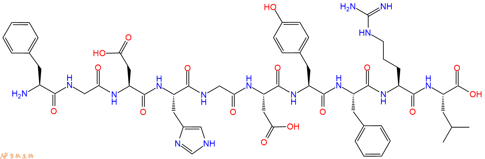 专肽生物产品H2N-Phe-Gly-Asp-His-Gly-Asp-Tyr-Phe-Arg-Leu-OH