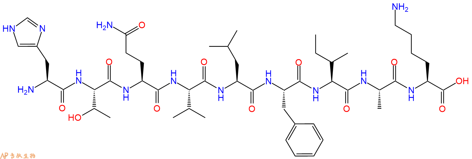 专肽生物产品H2N-His-Thr-Gln-Val-Leu-Phe-Ile-Ala-Lys-OH