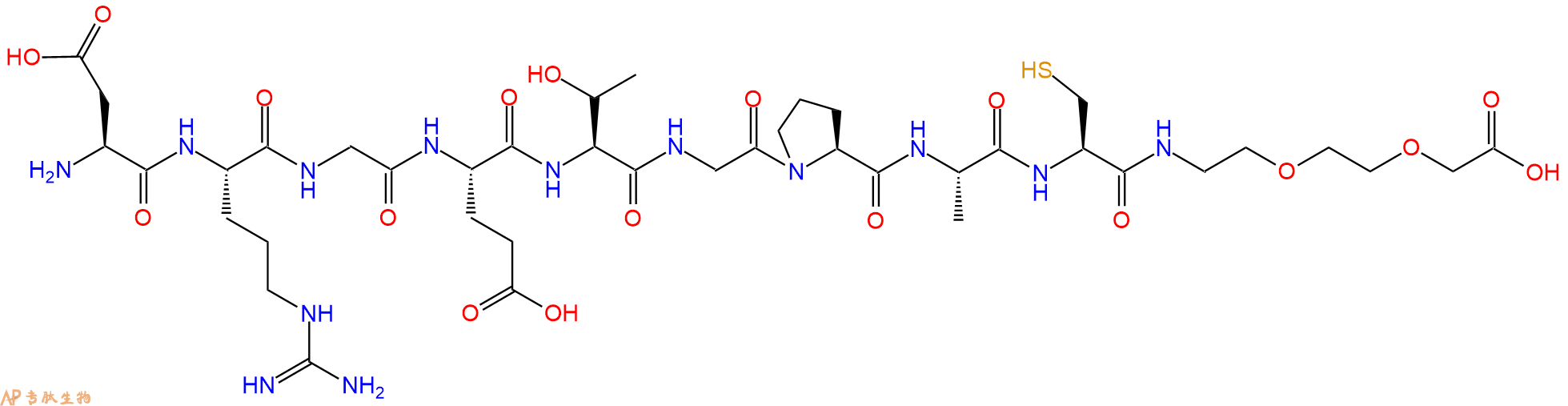 专肽生物产品H2N-Asp-Arg-Gly-Glu-Thr-Gly-Pro-Ala-Cys-AEEA-OH