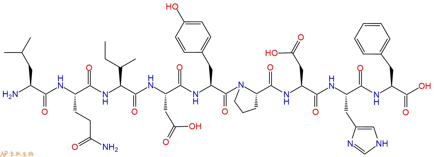 专肽生物产品H2N-Leu-Gln-Ile-Asp-Tyr-Pro-Asp-His-Phe-OH