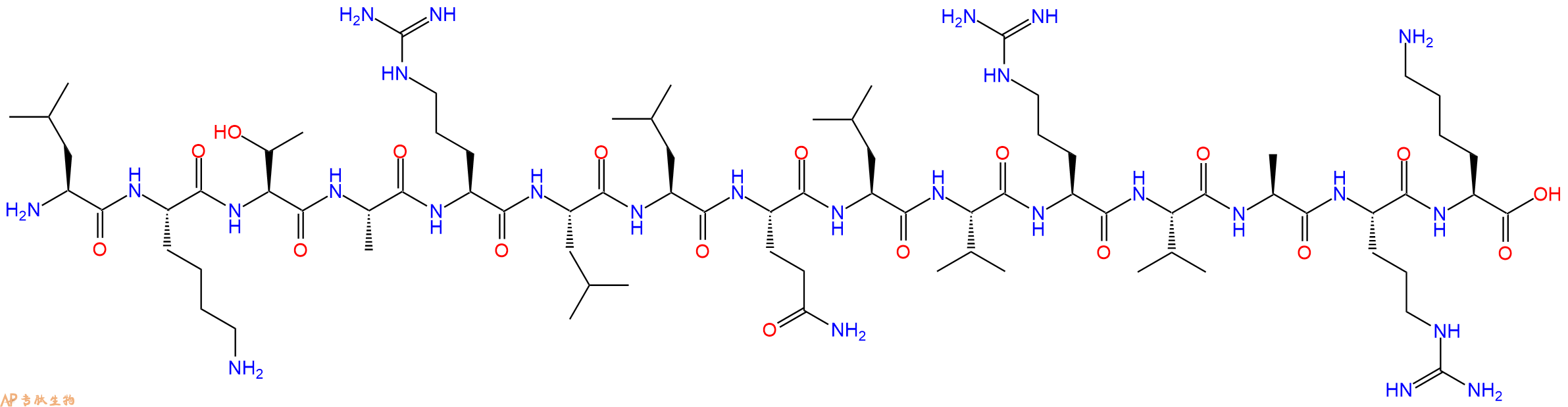 专肽生物产品H2N-Leu-Lys-Thr-Ala-Arg-Leu-Leu-Gln-Leu-Val-Arg-Val-Ala-Arg-Lys-OH