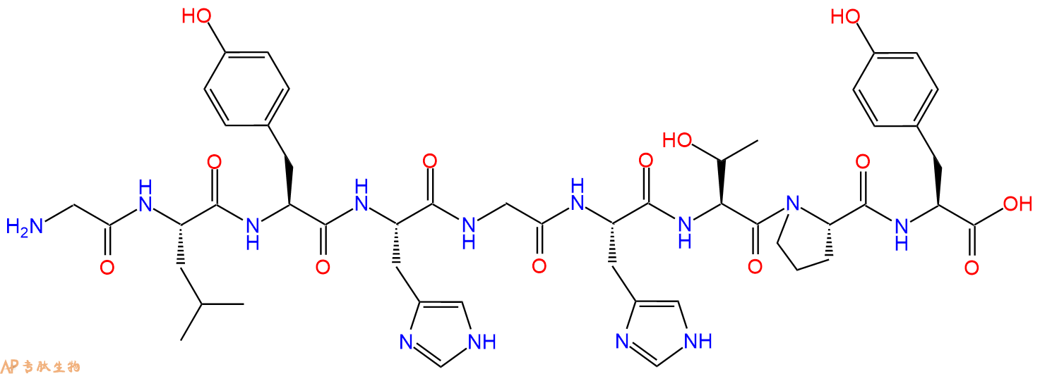 专肽生物产品H2N-Gly-Leu-Tyr-His-Gly-His-Thr-Pro-Tyr-OH