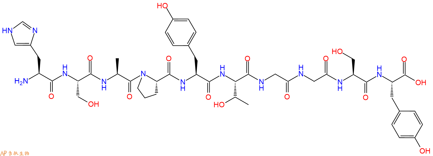 专肽生物产品H2N-His-Ser-Ala-Pro-Tyr-Thr-Gly-Gly-Ser-Tyr-OH