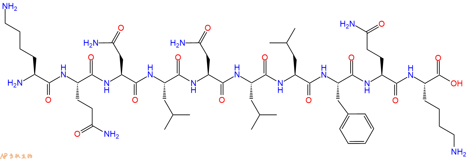 专肽生物产品H2N-Lys-Gln-Asn-Leu-Asn-Leu-Leu-Phe-Gln-Lys-OH
