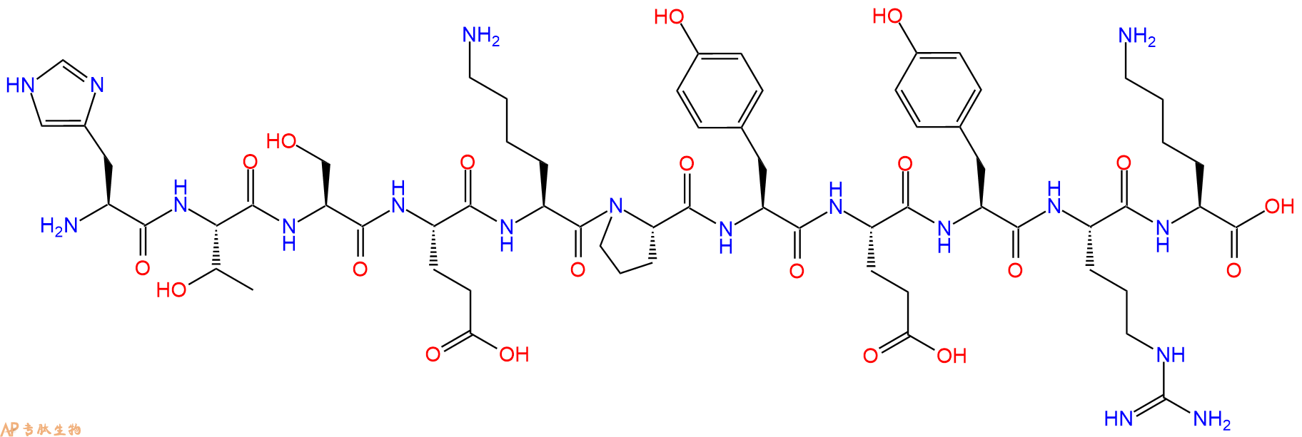 专肽生物产品H2N-His-Thr-Ser-Glu-Lys-Pro-Tyr-Glu-Tyr-Arg-Lys-OH