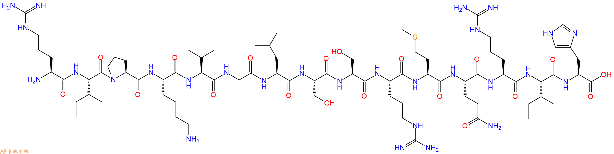 专肽生物产品H2N-Arg-Ile-Pro-Lys-Val-Gly-Leu-Ser-Ser-Arg-Met-Gln-Arg-Ile-His-OH