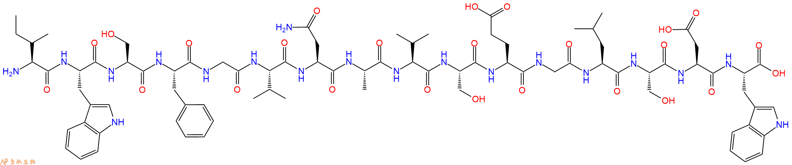 专肽生物产品H2N-Ile-Trp-Ser-Phe-Gly-Val-Asn-Ala-Val-Ser-Glu-Gly-Leu-Ser-Asp-Trp-OH
