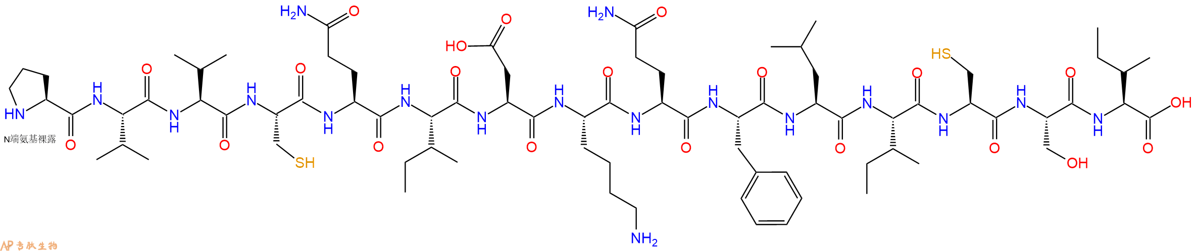 专肽生物产品H2N-Pro-Val-Val-Cys-Gln-Ile-Asp-Lys-Gln-Phe-Leu-Ile-Cys-Ser-Ile-OH