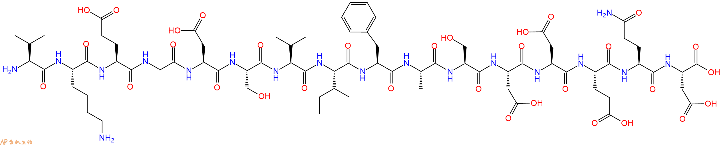 专肽生物产品H2N-Val-Lys-Glu-Gly-Asp-Ser-Val-Ile-Phe-Ala-Ser-Asp-Asp-Glu-Gln-Asp-OH