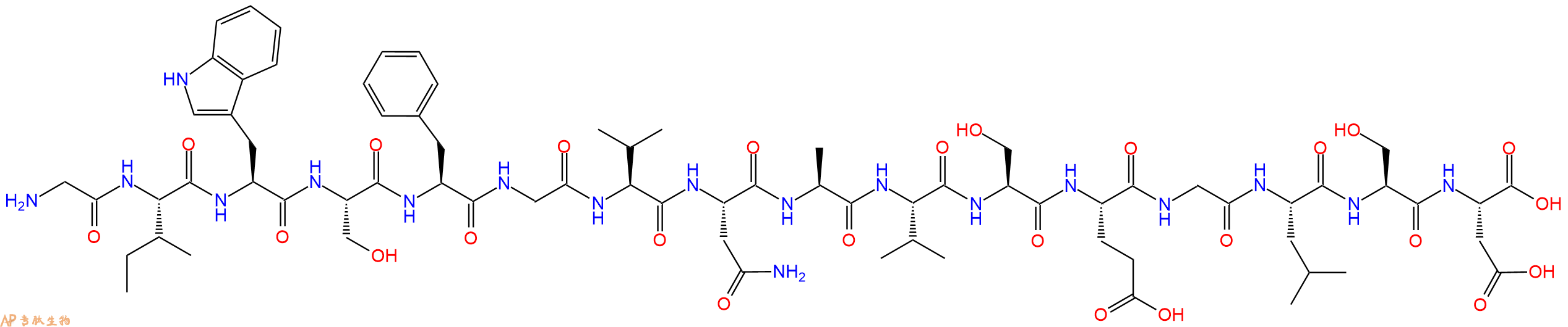专肽生物产品H2N-Gly-Ile-Trp-Ser-Phe-Gly-Val-Asn-Ala-Val-Ser-Glu-Gly-Leu-Ser-Asp-OH