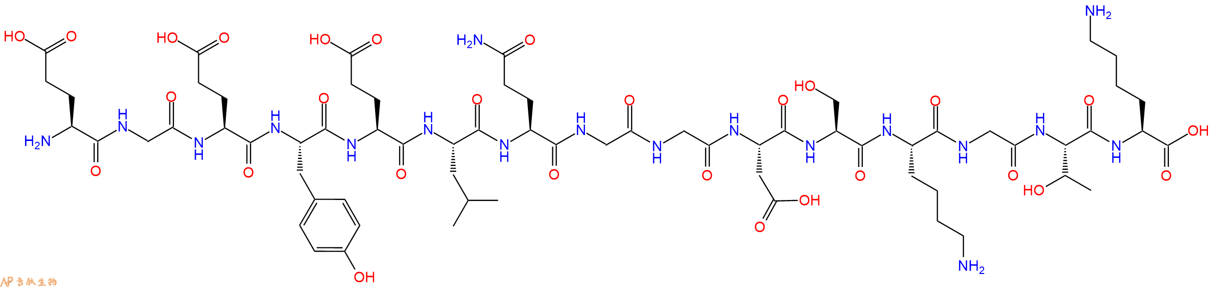 专肽生物产品H2N-Glu-Gly-Glu-Tyr-Glu-Leu-Gln-Gly-Gly-Asp-Ser-Lys-Gly-Thr-Lys-OH