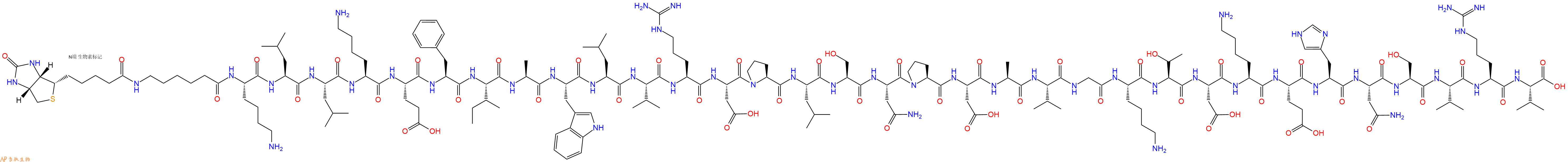 专肽生物产品Biotinyl-Ahx-Lys-Leu-Leu-Lys-Glu-Phe-Ile-Ala-Trp-Leu-Val-Arg-Asp-Pro-Leu-Ser-Asn-Pro-Asp-Ala-Val-Gly-Lys-Thr-Asp-Lys-Glu-His-Asn-Ser-Val-Arg-Val-OH