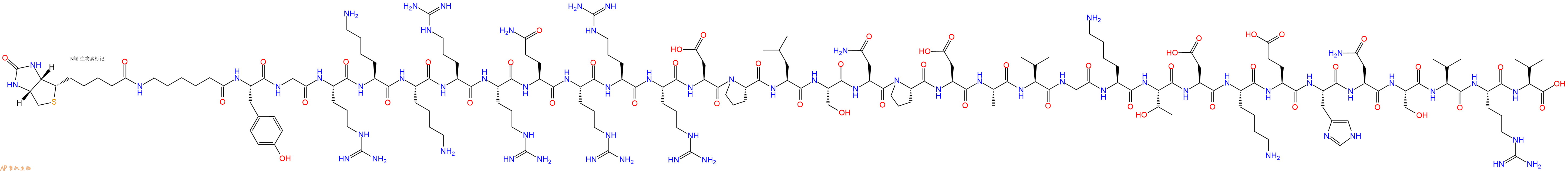 专肽生物产品Biotinyl-Ahx-Tyr-Gly-Arg-Lys-Lys-Arg-Arg-Gln-Arg-Arg-Arg-Asp-Pro-Leu-Ser-Asn-Pro-Asp-Ala-Val-Gly-Lys-Thr-Asp-Lys-Glu-His-Asn-Ser-Val-Arg-Val-OH