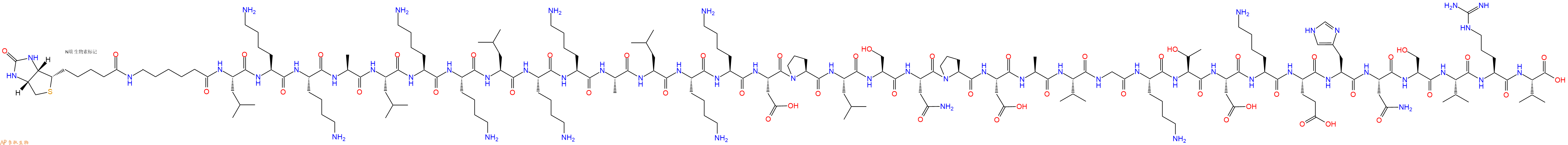 专肽生物产品Biotinyl-Ahx-Leu-Lys-Lys-Ala-Leu-Lys-Lys-Leu-Lys-Lys-Ala-Leu-Lys-Lys-Asp-Pro-Leu-Ser-Asn-Pro-Asp-Ala-Val-Gly-Lys-Thr-Asp-Lys-Glu-His-Asn-Ser-Val-Arg-Val-OH