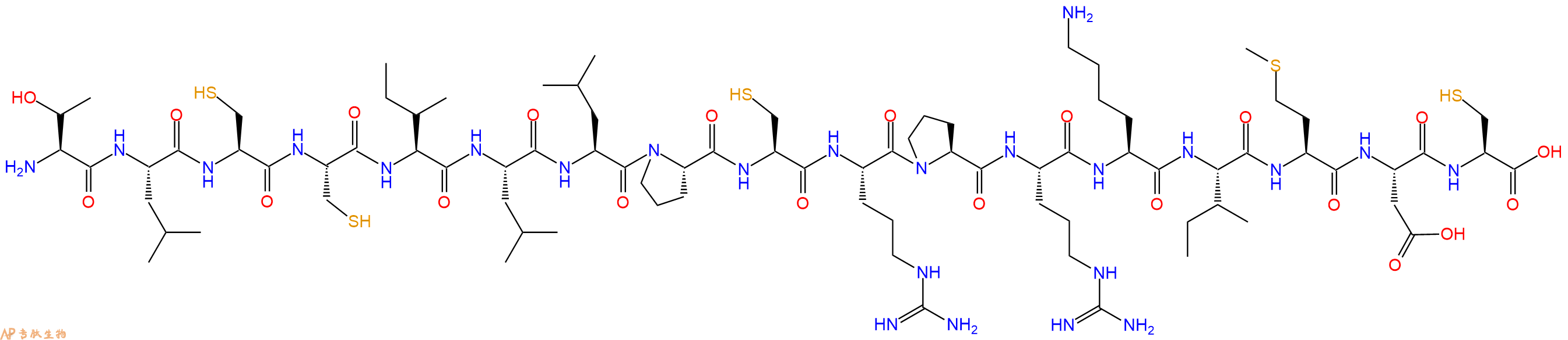 专肽生物产品H2N-Thr-Leu-Cys-Cys-Ile-Leu-Leu-Pro-Cys-Arg-Pro-Arg-Lys-Ile-Met-Asp-Cys-OH