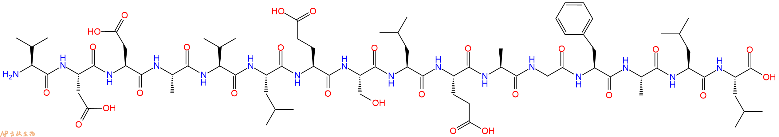 专肽生物产品H2N-Val-Asp-Asp-Ala-Val-Leu-Glu-Ser-Leu-Glu-Ala-Gly-Phe-Ala-Leu-Leu-OH